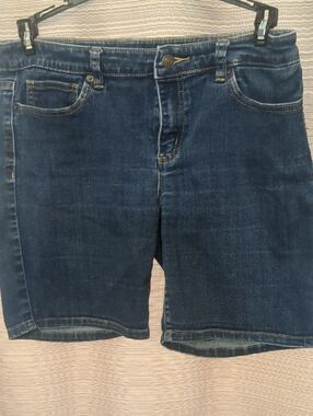 Michael Kors blue denim shorts with gold stitching